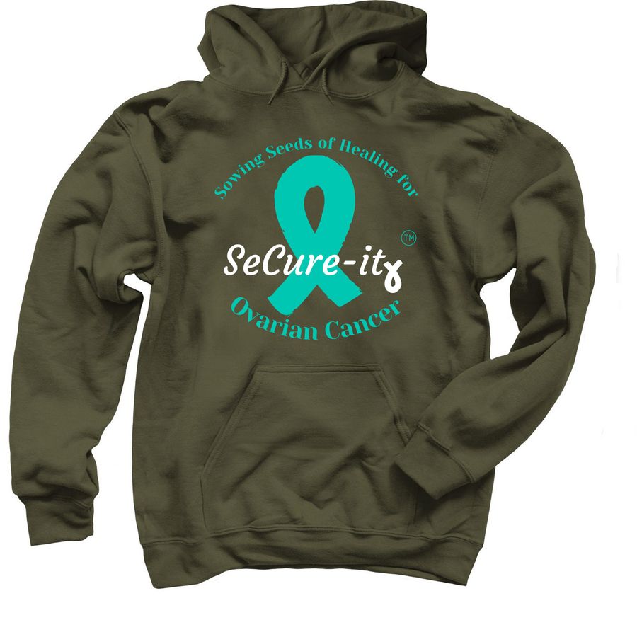 olive green ovarian cancer research hoodie
